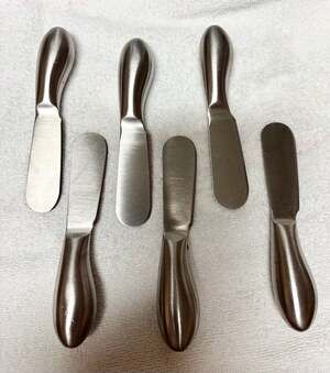 Set of 6 Stainless Steel Cheese and Butter Spreader Knives with Teardrop Handles